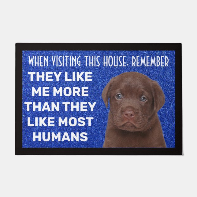 Chocolate Labrador personalised doormat (Front)