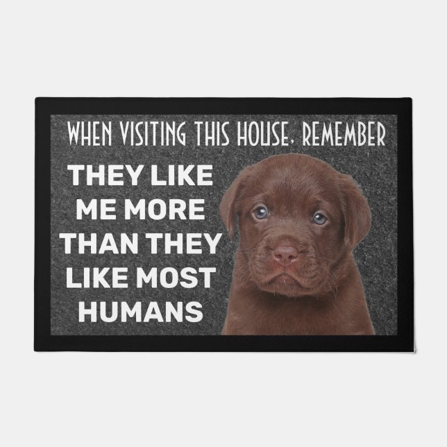 Chocolate Labrador personalised doormat (Front)