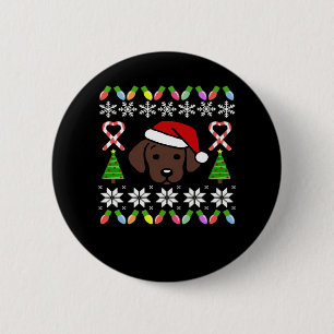 Chocolate Labrador Puppy Christmas Santa Oversized 6 Cm Round Badge