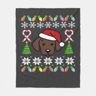 Chocolate Labrador Puppy Christmas Santa Oversized Fleece Blanket