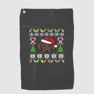 Chocolate Labrador Puppy Christmas Santa Oversized Golf Towel
