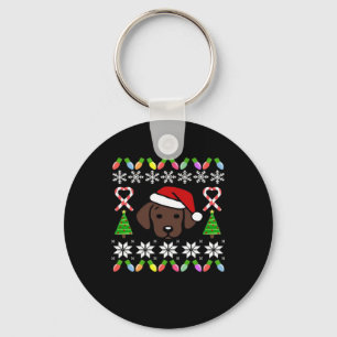 Chocolate Labrador Puppy Christmas Santa Oversized Key Ring