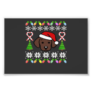 Chocolate Labrador Puppy Christmas Santa Oversized Photo Print