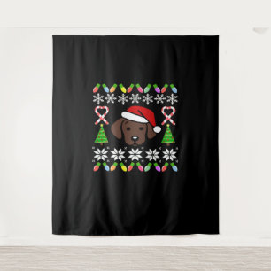 Chocolate Labrador Puppy Christmas Santa Oversized Tapestry