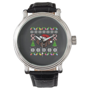 Chocolate Labrador Puppy Christmas Santa Oversized Watch