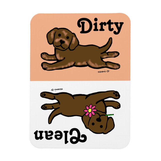 Chocolate Labrador Puppy Clean / Dirty Magnet (Vertical)