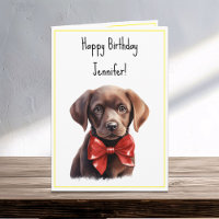 Chocolate Labrador Puppy Dog Birthday Name