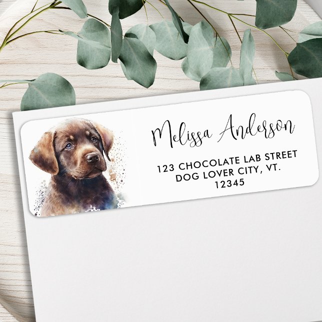 Chocolate Labrador Puppy Dog Modern Return Address Label (Creator Uploaded)