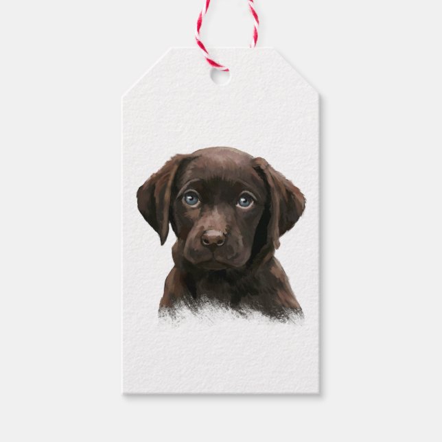 Chocolate Labrador Puppy Gift Tags (Front)