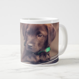 Chocolate Labrador Puppy In Car Large Coffee Mug