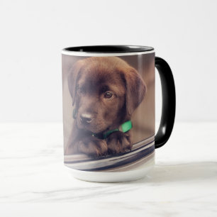 Chocolate Labrador Puppy In Car Mug