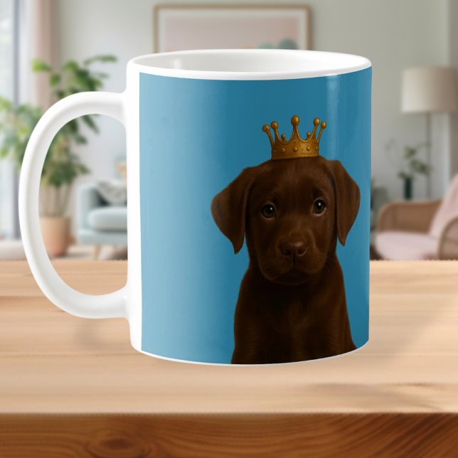 Chocolate Labrador Puppy in Gold Crown Cute Coffee Mug (Chocolate Labrador Puppy in Gold Crown Cute Coffee Mug
by Ricaso. Choc lab pup dog wearing a crown)