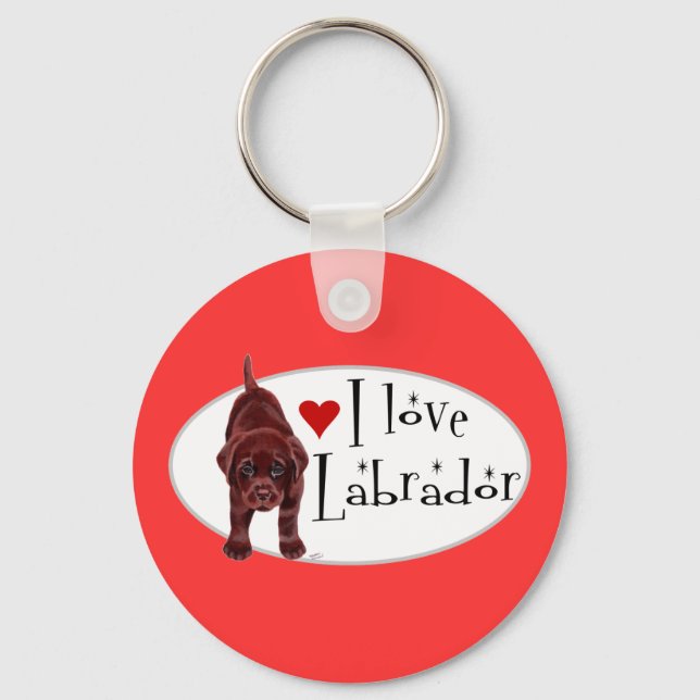 Chocolate Labrador Puppy Key Ring (Front)