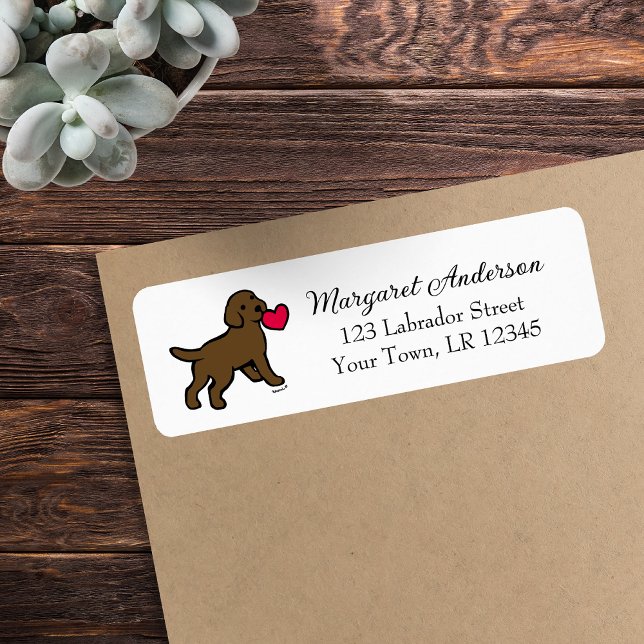 Chocolate Labrador Puppy Return Address Label (Chocolate Labrador Puppy Little Heart Return Address Labels for Labrador Owners.  Labrador Cartoon.)