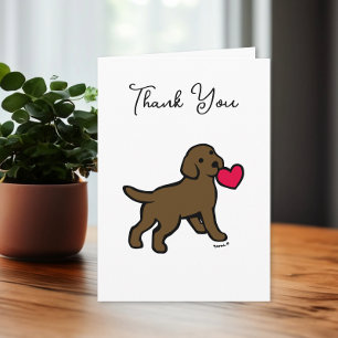Chocolate Labrador Puppy with a Heart Thank You Card