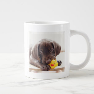 Chocolate Labrador Puppy With Toy Duck Large Coffee Mug