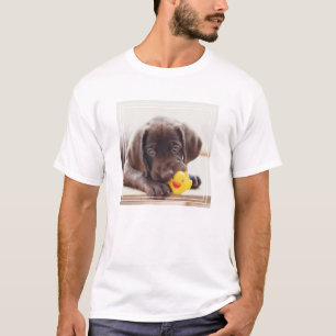 Chocolate Labrador Puppy With Toy Duck T-Shirt