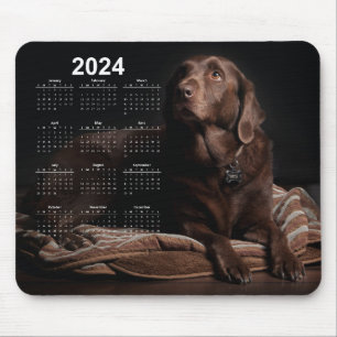 Chocolate Labrador Retriever 2024 Calendar Mouse Pad