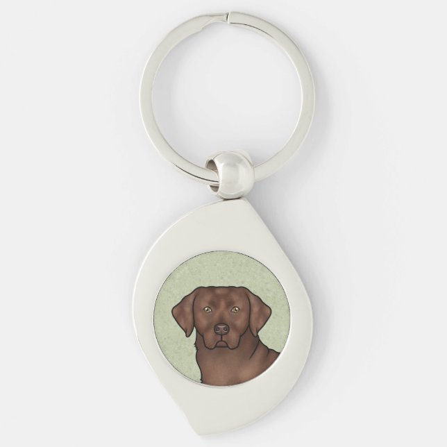 Chocolate Labrador Retriever Art Cute Lab Dog Head Key Ring (Front)
