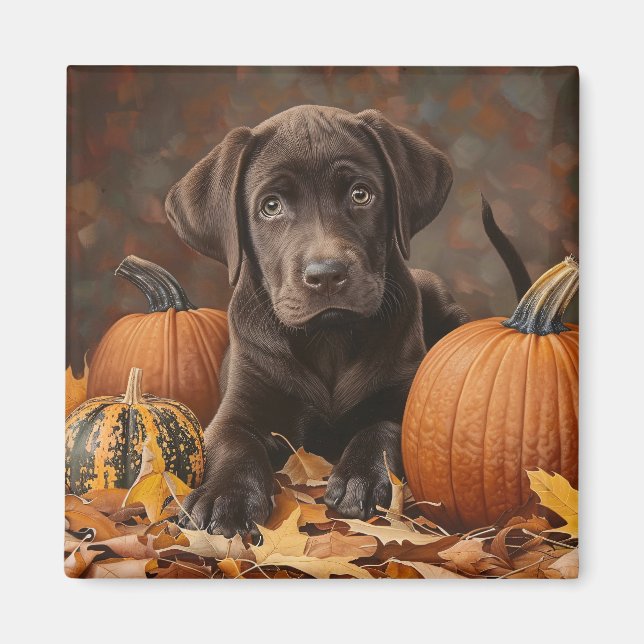 Chocolate Labrador Retriever Autumn Magnet (Front)