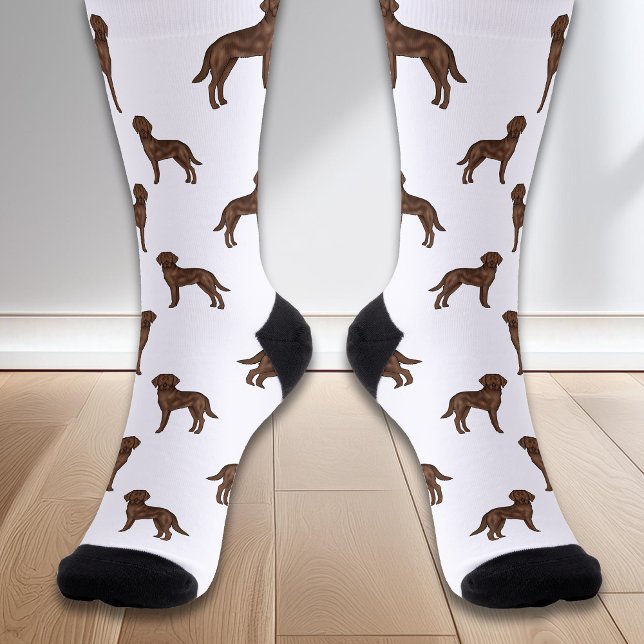 Chocolate Labrador Retriever Brown Dog Pattern Socks (Creator Uploaded)