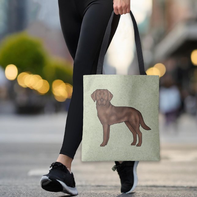 Chocolate Labrador Retriever Brown Lab Dog Green Tote Bag (Creator Uploaded)