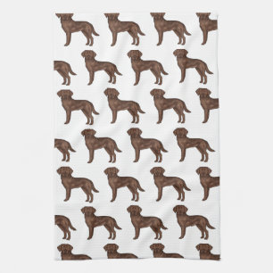 Chocolate Labrador Retriever Brown Lab Dog Pattern Tea Towel