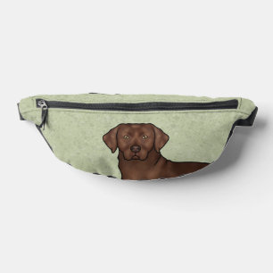 Chocolate Labrador Retriever Cartoon Lab Dog Head Bum Bags