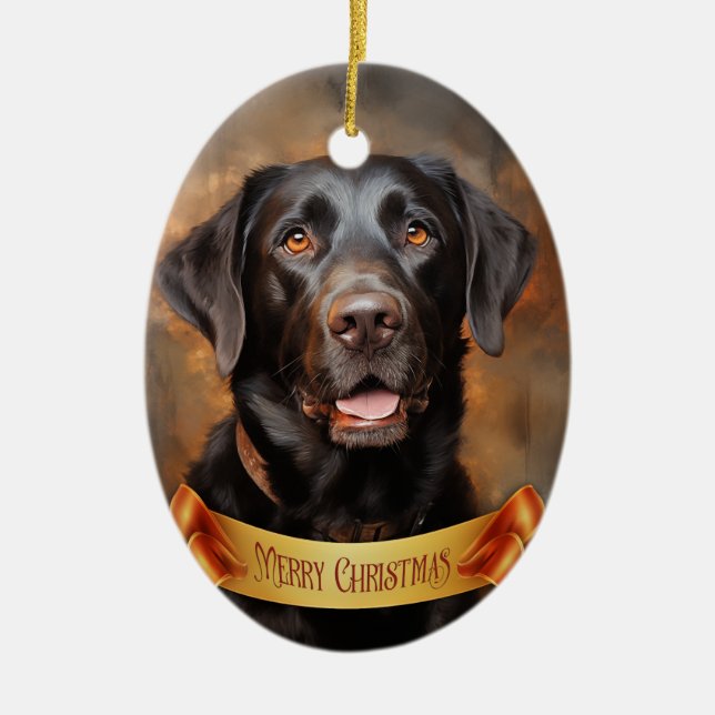 Chocolate Labrador Retriever  Ceramic Ornament (Front)