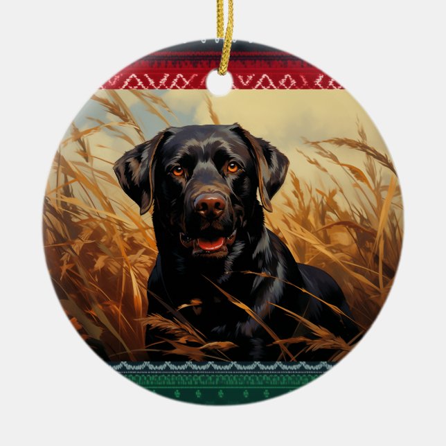 Chocolate Labrador Retriever Ceramic Ornament (Front)