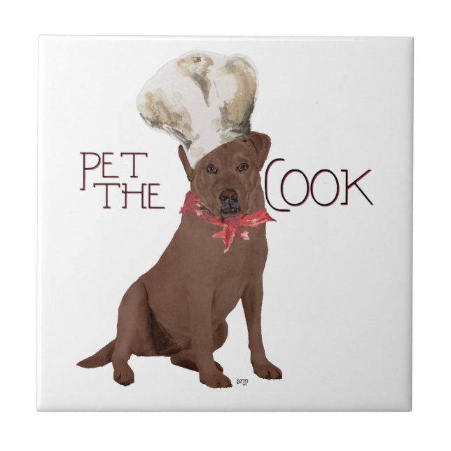 Chocolate Labrador Retriever Chef Ceramic Tile (Front)