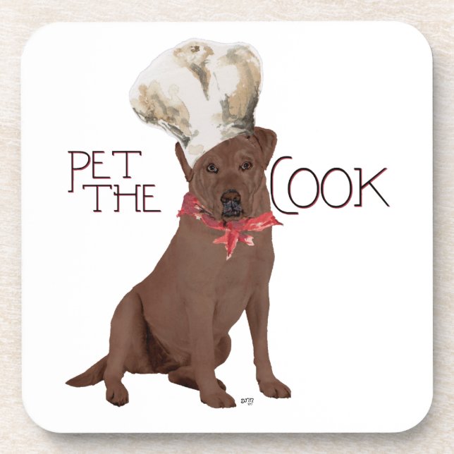 Chocolate Labrador Retriever Chef Coaster (Front)