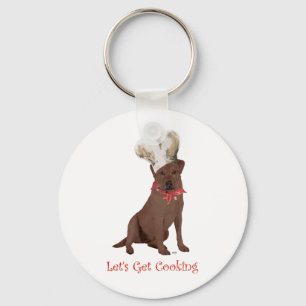 Chocolate Labrador Retriever Chef Key Ring