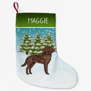 Chocolate Labrador Retriever Christmas Custom Name Small Christmas Stocking