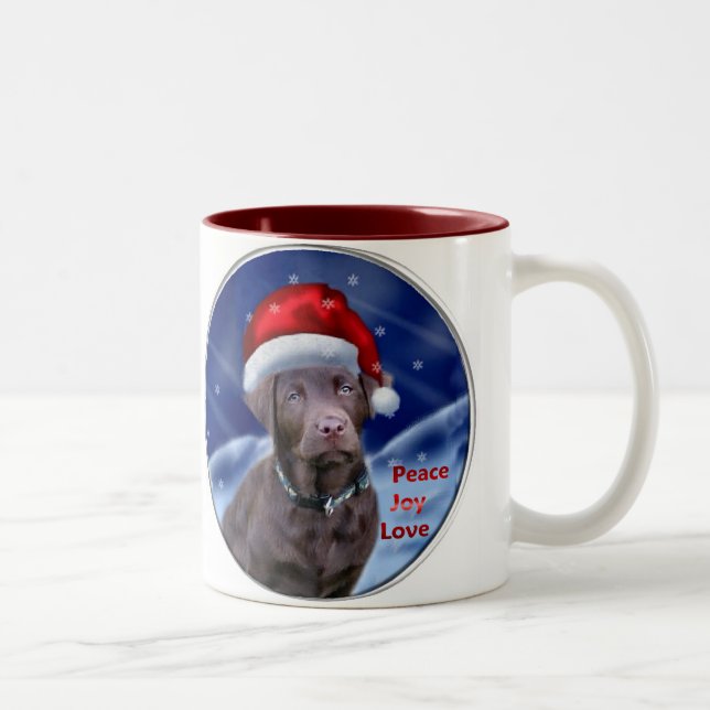 Chocolate Labrador Retriever Christmas Gifts Two-Tone Coffee Mug (Right)