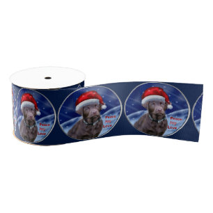 Chocolate Labrador Retriever Christmas Grosgrain Ribbon