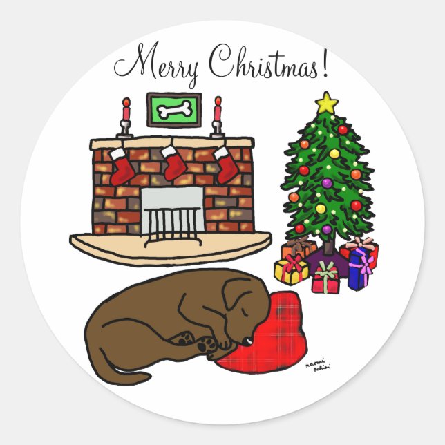 Chocolate Labrador Retriever Christmas Stickers (Front)