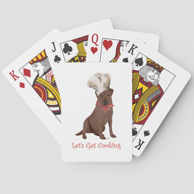 Chocolate Labrador Retriever Cooking Playing Cards (Back)