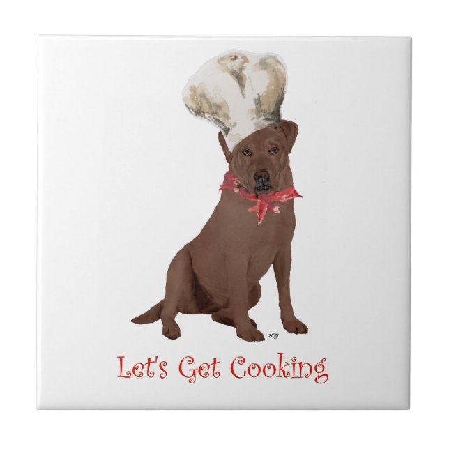 Chocolate Labrador Retriever Cooking Tile (Front)