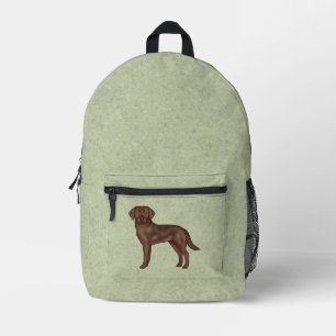 Chocolate Labrador Retriever Cute Brown Dog Green Printed Backpack