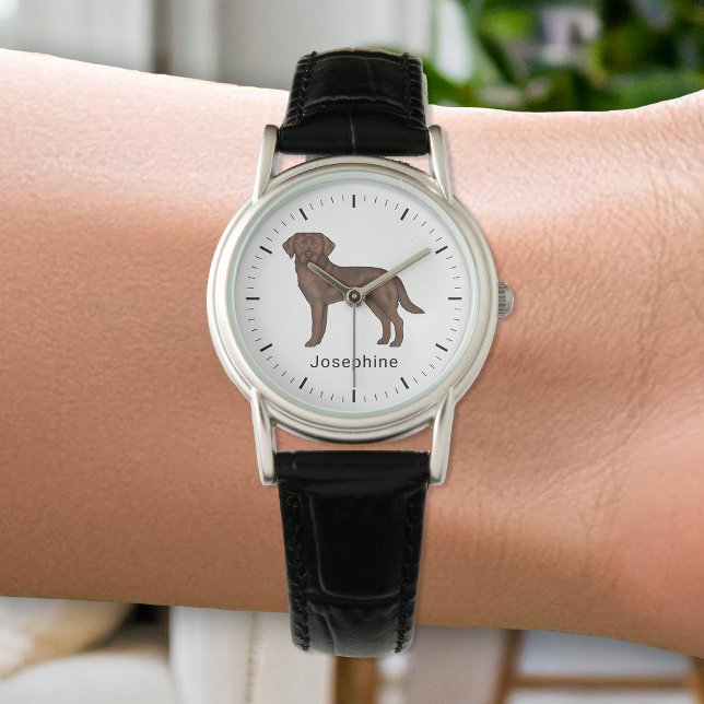 Chocolate Labrador Retriever Cute Lab Dog Art Name Watch (Creator Uploaded)