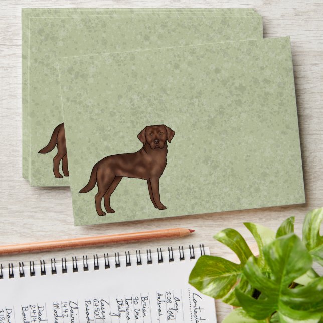 Chocolate Labrador Retriever Cute Lab Dog Green Envelope (Stacked)