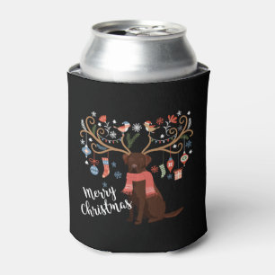 Chocolate Labrador Retriever Dog Christmas Can Cooler