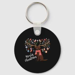 Chocolate Labrador Retriever Dog Christmas Key Ring