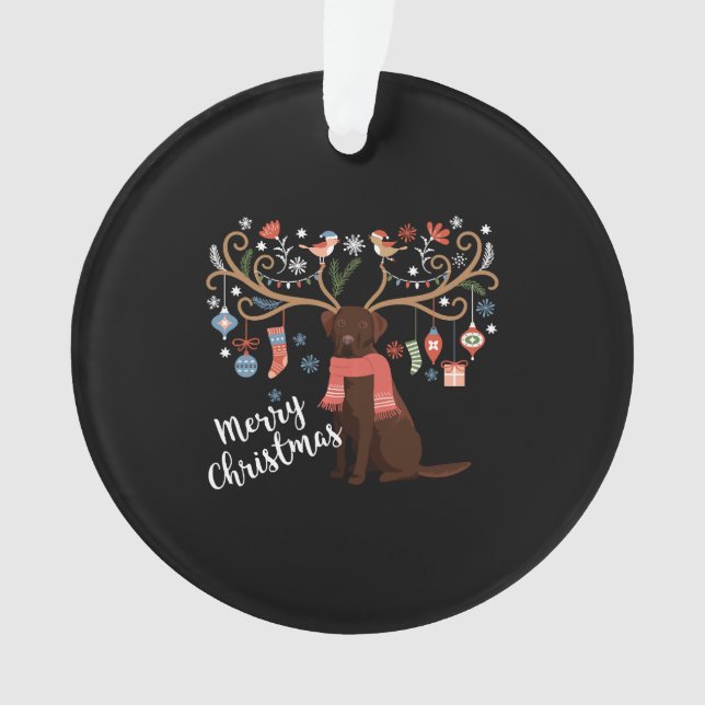 Chocolate Labrador Retriever Dog Christmas Ornament (Front)