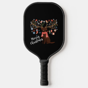 Chocolate Labrador Retriever Dog Christmas Pickleball Paddle