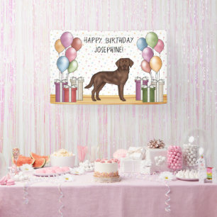 Chocolate Labrador Retriever Dog Colourful Birthda Banner