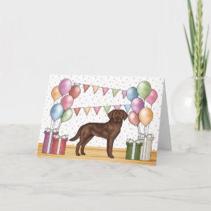 Chocolate Labrador Retriever Dog Colourful Birthda Card