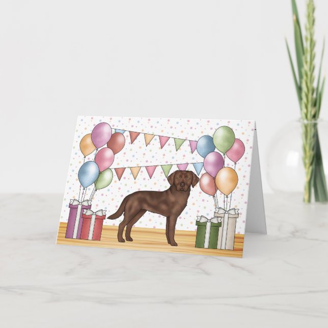 Chocolate Labrador Retriever Dog Colourful Birthda Card (Front)