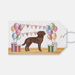 Chocolate Labrador Retriever Dog Colourful Birthda Gift Tags